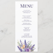 Boho Lila Waterverf Wildflower Wedding Menu Kaart (Voorkant)