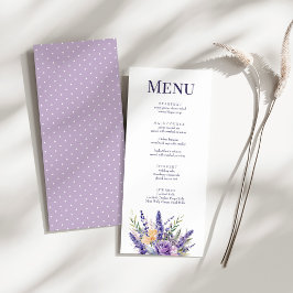 Boho Lila Waterverf Wildflower Wedding Menu Kaart