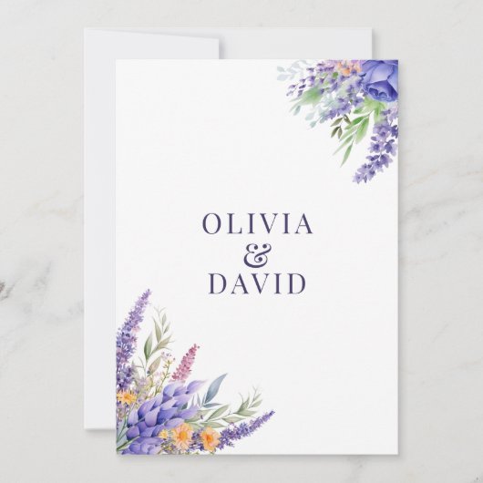 Boho Lila Waterverf Wildflower Wedding Programma (Voorkant)