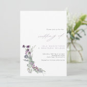 Boho Lila Wild Flowers Wedding Invitation Kaart (Staand voorkant)