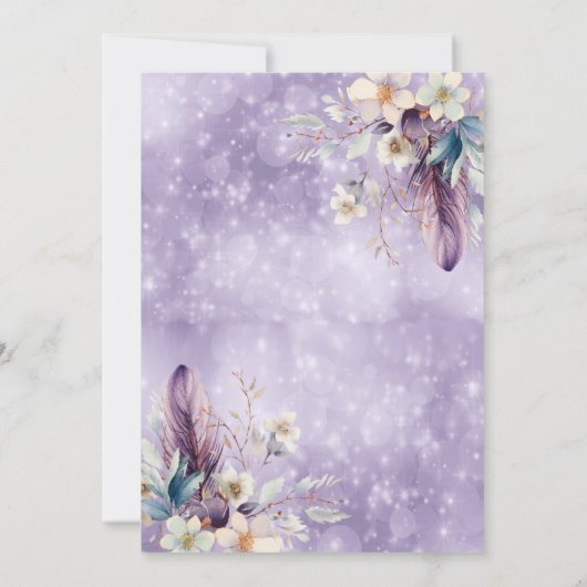 Boho Lila wilde bloem Glitter jurk zoet zestien Kaart (Achterkant)