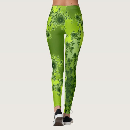 Boho Lime Green Spiral Fractal Art Leggings (Achterkant)