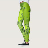 Boho Lime Green Spiral Fractal Art Leggings (Links)