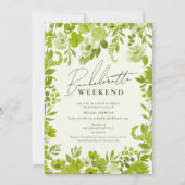 Boho lime groene hand geschilderd vrijgezellenweek kaart (Voorkant)