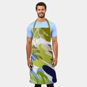 Boho Limoen, Navy en Blue Leaves Schort (Gedragen)