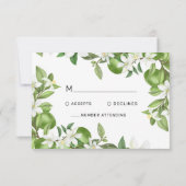 Boho Limoen Wit Bloemen Groen Bruiloft RSVP Kaart (Achterkant)