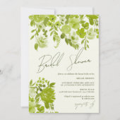 Boho limoengroen handgeschilderde bloemige bruidsd kaart (Voorkant)