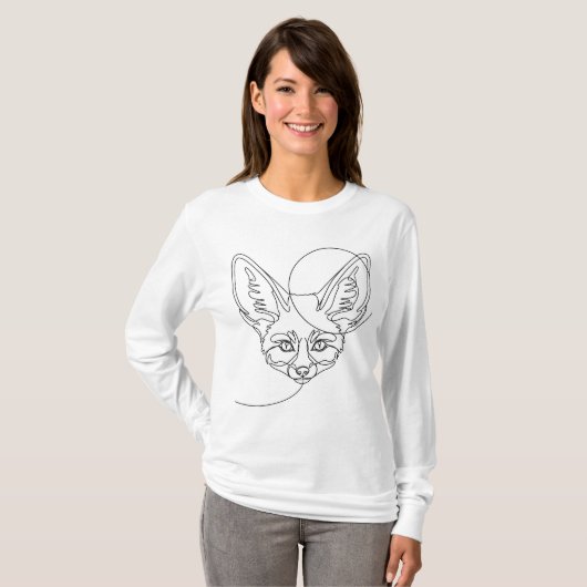 Boho Line Art Fennec Fox T-shirt (Voorkant volledig)