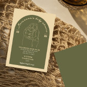 Boho Line Green Art Baby shower minimalistisch Kaart