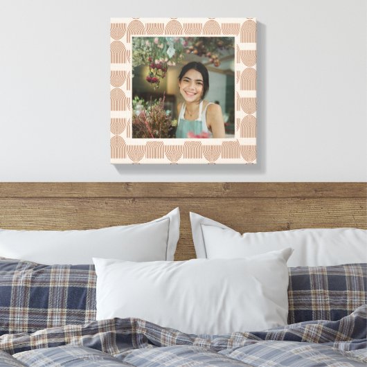 Boho Line Pattern in Terracotta Custom Photo Lijst Canvas Afdruk (Insitu (Slaapkamer))
