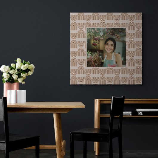 Boho Line Pattern in Terracotta Custom Photo Lijst Canvas Afdruk