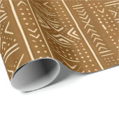 Boho Lineair Mudcloth | Aardse Klei Cadeaupapier (Rol Hoek)