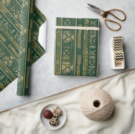 Boho Lineair Mudcloth | Forest Moss Cadeaupapier