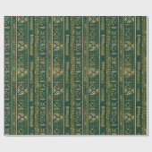 Boho Lineair Mudcloth | Forest Moss Cadeaupapier (Vlak)