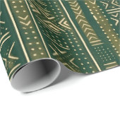 Boho Lineair Mudcloth | Forest Moss Cadeaupapier (Rol Hoek)