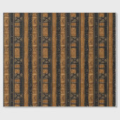 Boho Lineair Mudcloth | Houtskool & Amber Cadeaupapier (Vlak)