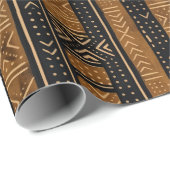 Boho Lineair Mudcloth | Houtskool & Amber Cadeaupapier (Rol Hoek)