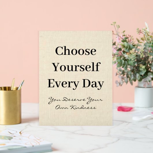 Boho Linen Self-Love Every Day Quote Acryl Bord (Huwelijk)