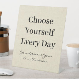 Boho Linen Self-Love Every Day Quote Reclamebord Met Voetstuk