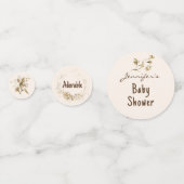 Boho Linnen Sepia Waterverf Baby shower Tafel Confetti (Achterkanten)
