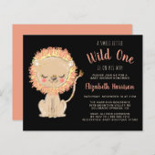 Boho Lion Baby Budget Shower Uitnodiging (Voorkant / Achterkant)