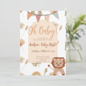 Boho Lion Baby shower Invitation Kaart (Staand voorkant)