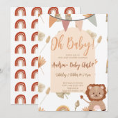 Boho Lion Baby shower Invitation Kaart (Voorkant / Achterkant)