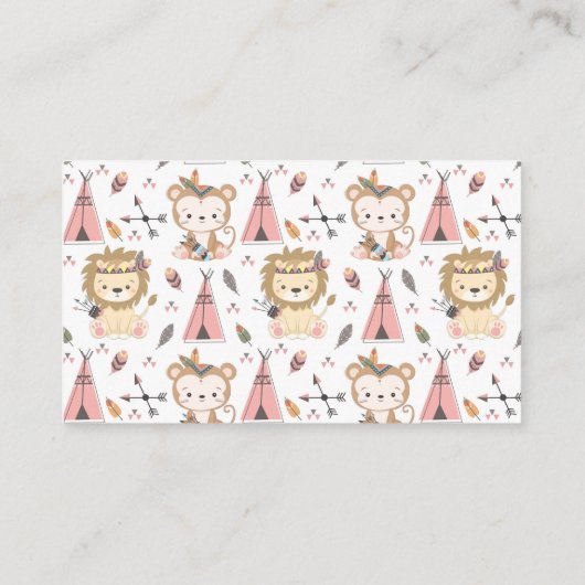 Boho Lion Tribal Baby shower Diaper Raffle Informatiekaartje (Achterkant)