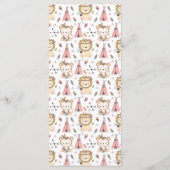 Boho Lion Tribal Waterverf Baby shower Menu (Achterkant)