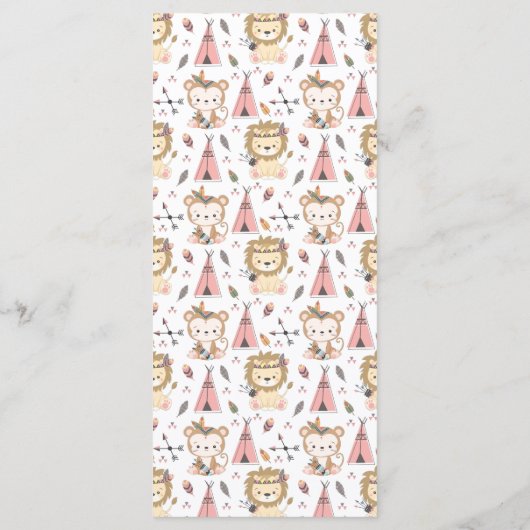 Boho Lion Tribal Waterverf Baby shower Menu (Achterkant)