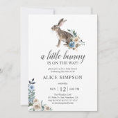 Boho Little Bunny Dust Blue Flowers Baby shower in Kaart (Voorkant)
