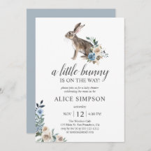 Boho Little Bunny Dust Blue Flowers Baby shower in