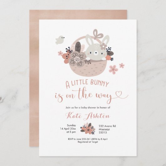 Boho Little Bunny is onderweg naar Baby shower Kaart (Voorkant / Achterkant)