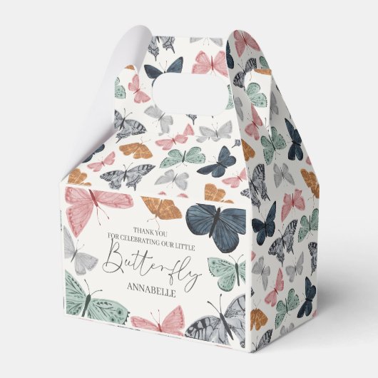 Boho Little Butterfly Baby shower of Verjaardag Bedankdoosjes (Voorkant Zijde)