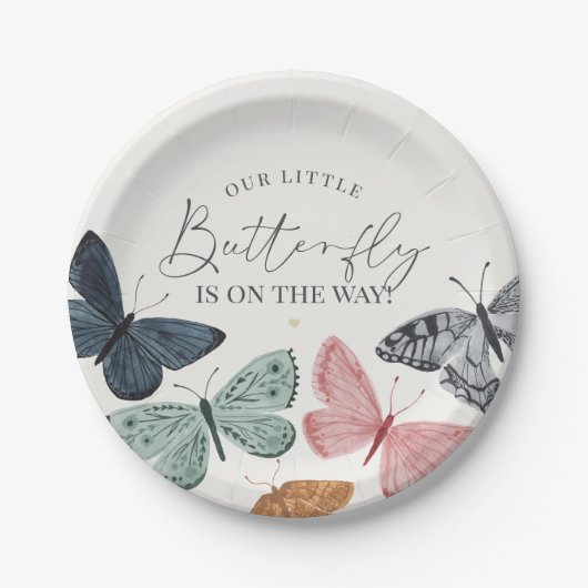 Boho Little Butterfly Baby shower Servies Papieren Bordje (Voorkant)