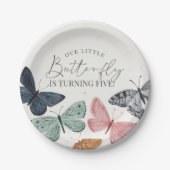Boho Little Butterfly Verjaardagsfeestje Servies Papieren Bordje (Voorkant)