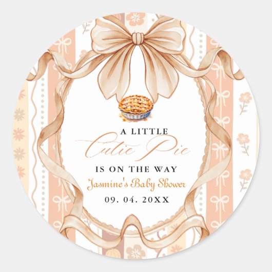 Boho Little Cutie Pie Thanksgiving Baby Shower Ronde Sticker (Voorkant)