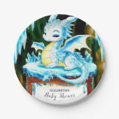 Boho Little Dragon Baby shower Papieren Bordje (Voorkant)