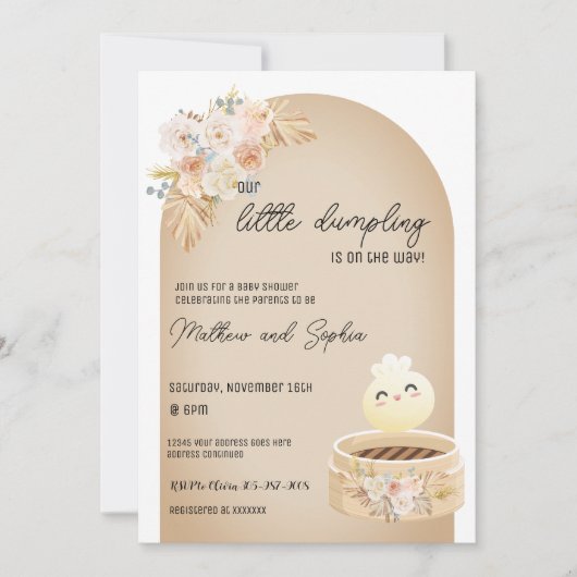 Boho Little Dumpling Baby shower Invitation Kaart (Voorkant)