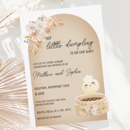 Boho Little Dumpling Baby Shower Uitnodiging
