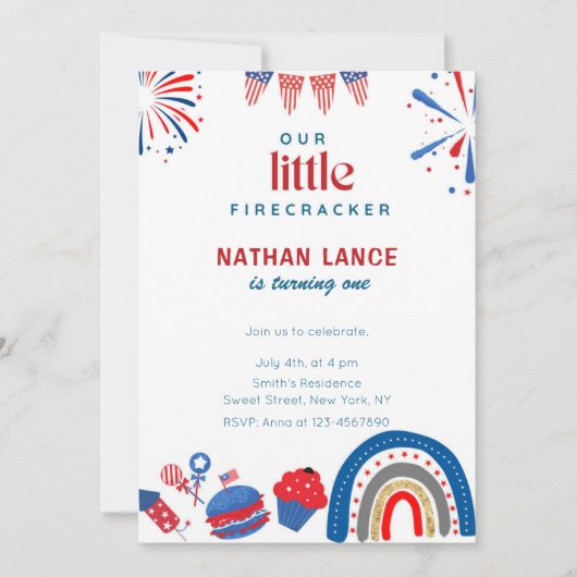 Boho Little Firecracker 4 juli Verjaardag Kaart (Voorkant)