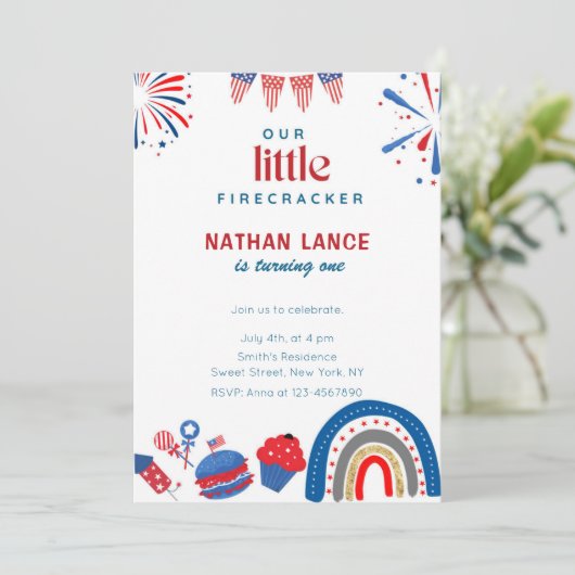 Boho Little Firecracker 4 juli Verjaardag Kaart (Staand voorkant)