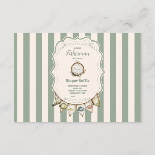 Boho Little Fisherman Vist Diapper Raffle Informatiekaartje (Voorkant)