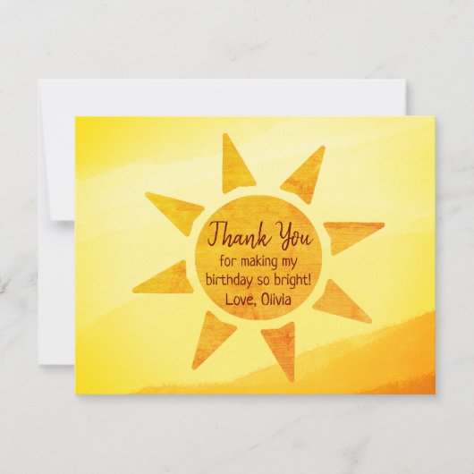 Boho Little Gold Sunshine Birthday Hartelijk dank Bedankkaart (Voorkant)