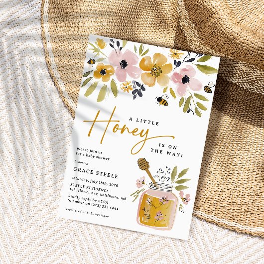 Boho Little Honey Bee Baby Shower Kaart