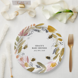 Boho Little Honey Bee Baby Shower Papieren Bordje