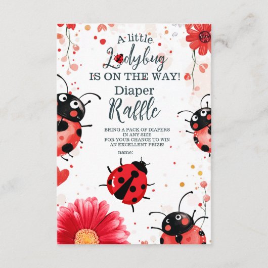 Boho Little Ladybug Baby shower Diapper Raffle Informatiekaartje (Voorkant)