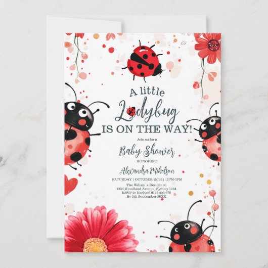 Boho Little Ladybug-Baby shower Kaart (Voorkant)