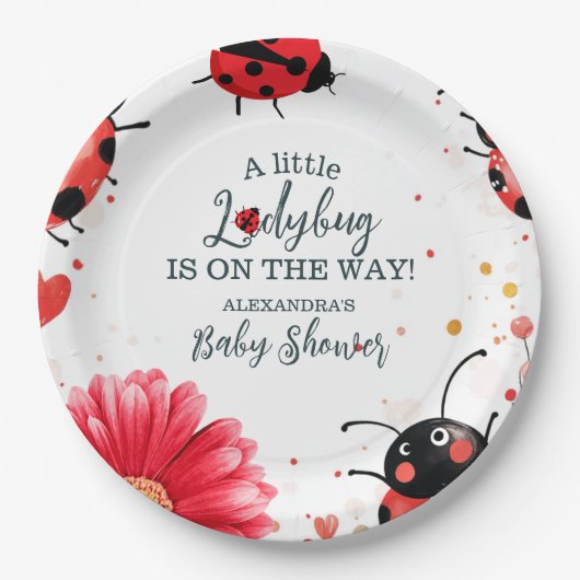 Boho Little Ladybug-Baby shower Papieren Bordje (Voorkant)
