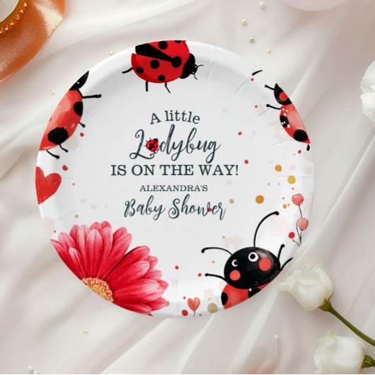 Boho Little Ladybug-Baby shower Papieren Bordje